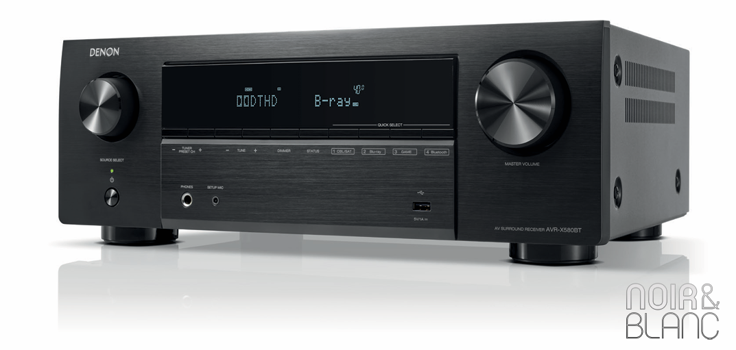 Amplificateur homecinéma Denon AVR-X580BT | Noir et Blanc